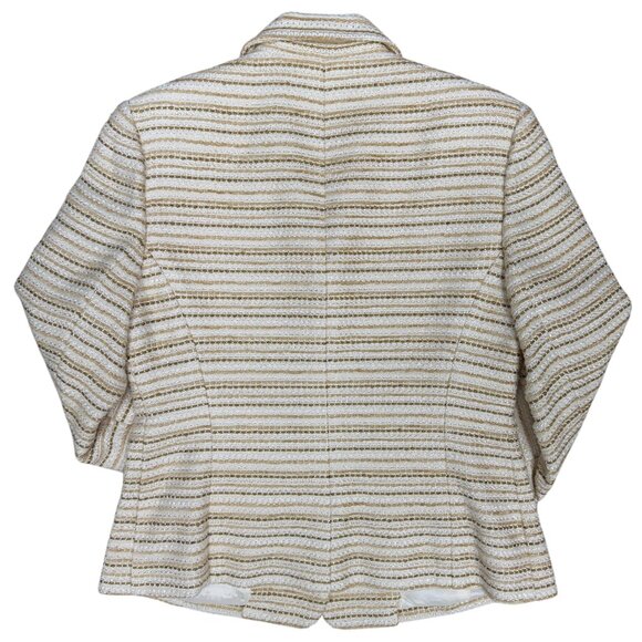 Women's TALBOTS‎ Shimmery Gold Striped Blazer- Size 8 - Picture 2 of 9